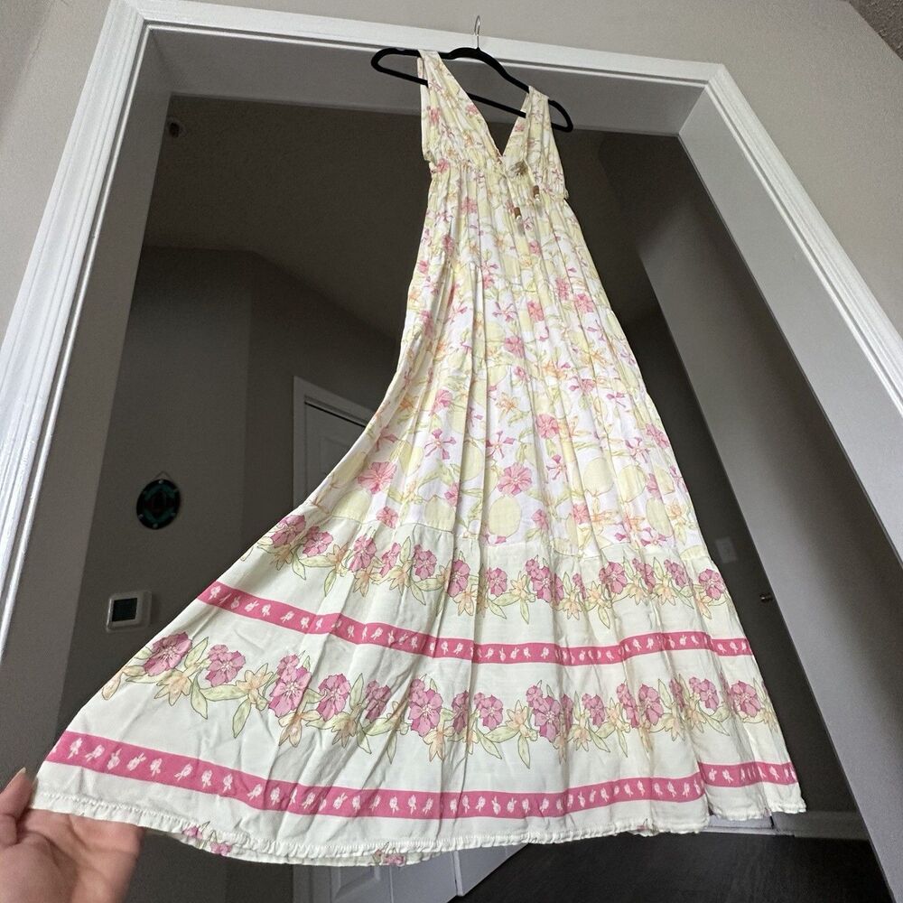 Maaji Eva Maxi Dress in Lemonade Women’s Long Yellow Pink Tropical Print Sz S - Picture 6 of 14
